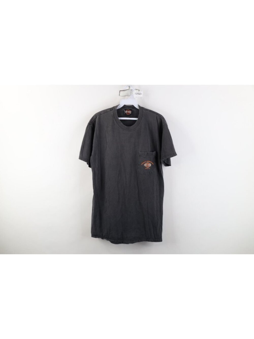Vtg Harley Davidson Mens Medium Faded Vehicle Operations Pocket T-Shirt Black